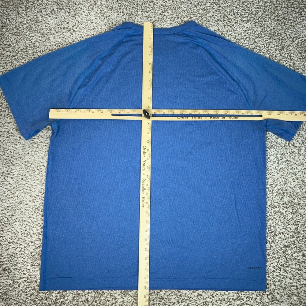 Nike Shirt Mens XL Blue Dri FIT Short Sleeve Gym Workout Sports Training Swoosh
